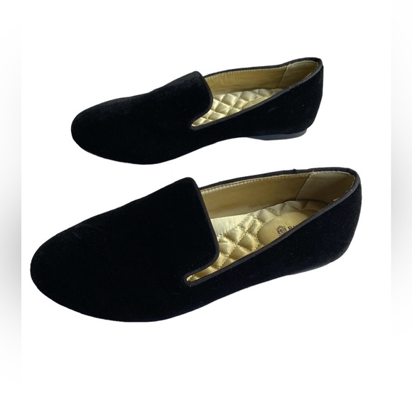 Birdies Shoes - Birdies Starling Velvet Flats Womens 6 Black Quilted Insole Slip On Comfort